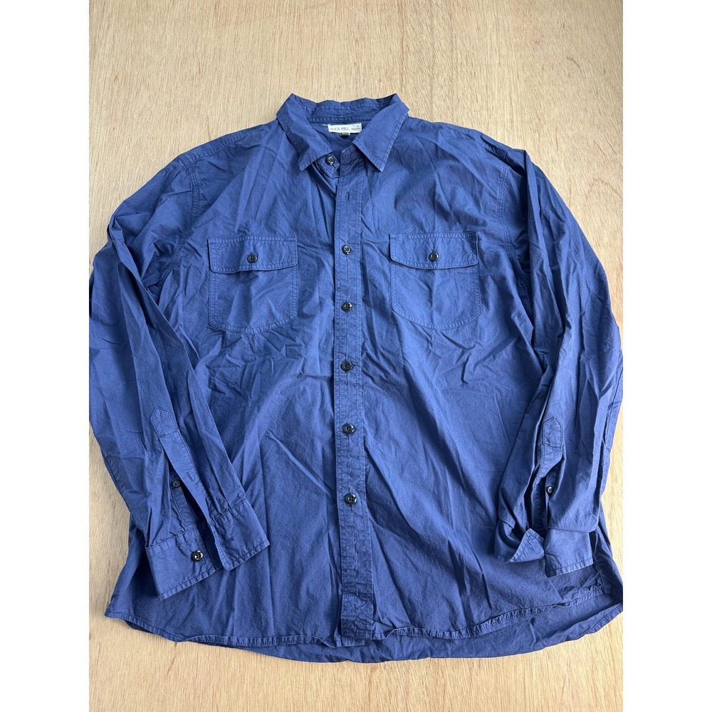 Alex Mill Shirt Mens XL Blue Solid Long Sleeve Button Up Cotton Casual